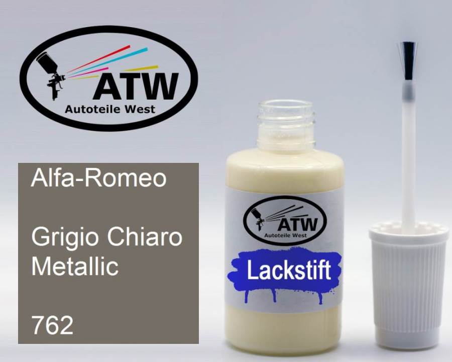 Alfa-Romeo, Grigio Chiaro Metallic, 762: 20ml Lackstift, von ATW Autoteile West.